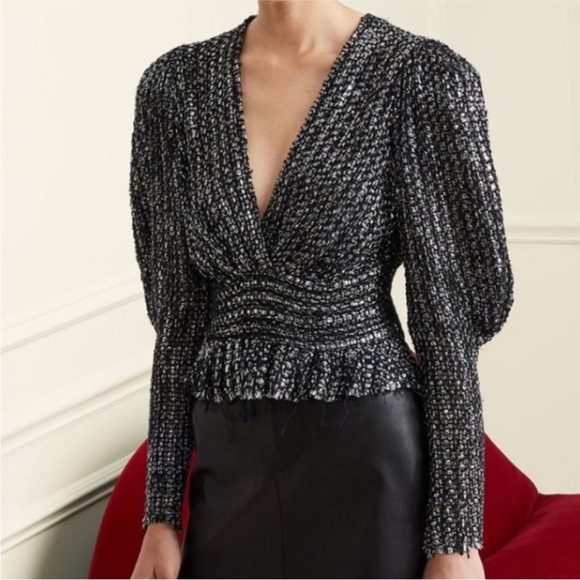 IRO PARIS Guarda Cropped Metallic Bouclé Top, 
Size : small Waist - Picture 4 of 16